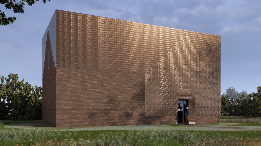 Artist impression van het nieuwe ontgassingsgebouw